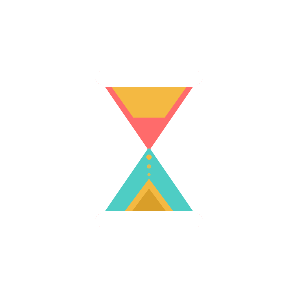 HourTraderz — a coral and teal hourglass logo